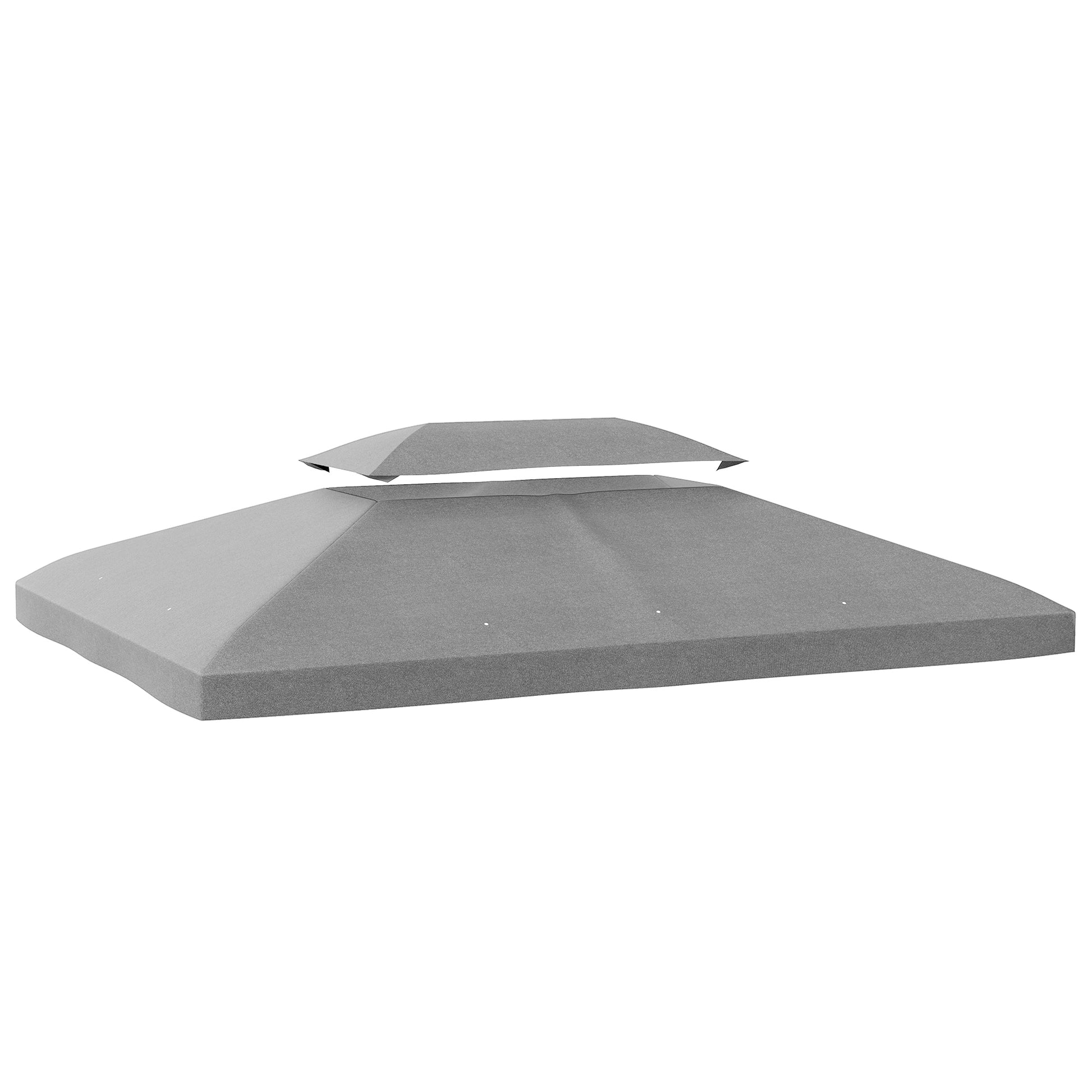 Outsunny Techo de Repuesto para Cenador, 4x3 m, Cubierta de Repuesto con Techo Doble, 10 Orificios de Drenaje y Protección UV, SOLO Toldo de Recambio para Pabellón Gazebo, Gris Claro