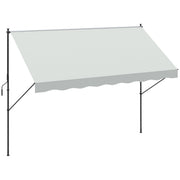 Outsunny Toldo Manual Retráctil 3x1,75 m Toldo Exterior Terraza Enrollable Altura Ajustable con Manivela 210-310 cm Sin Taladro para Balcón Jardín Crema