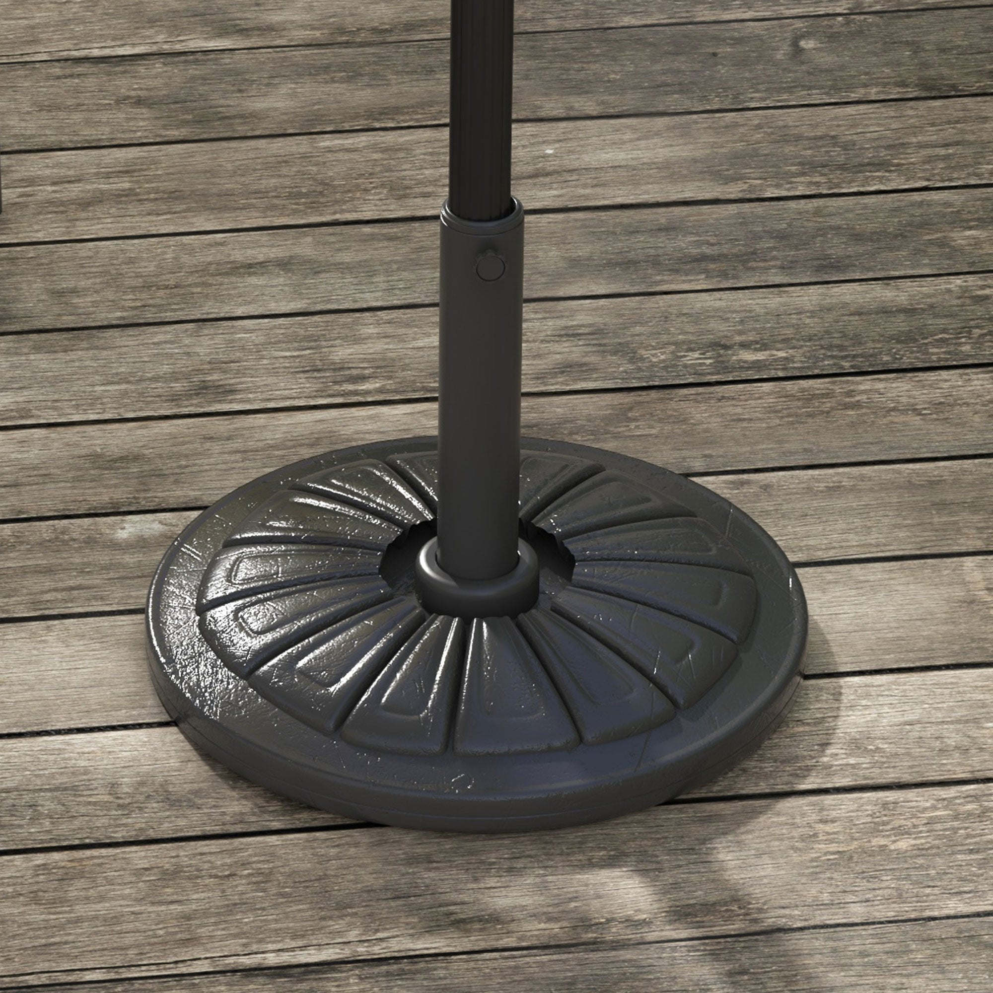 Outsunny Base de Sombrilla Redondo Soporte para Parasol de HDPE Rellenable de Cemento Peso 13 kg para Poste de Parasol de Ø38/48 mm Ø43x32 cm Negro