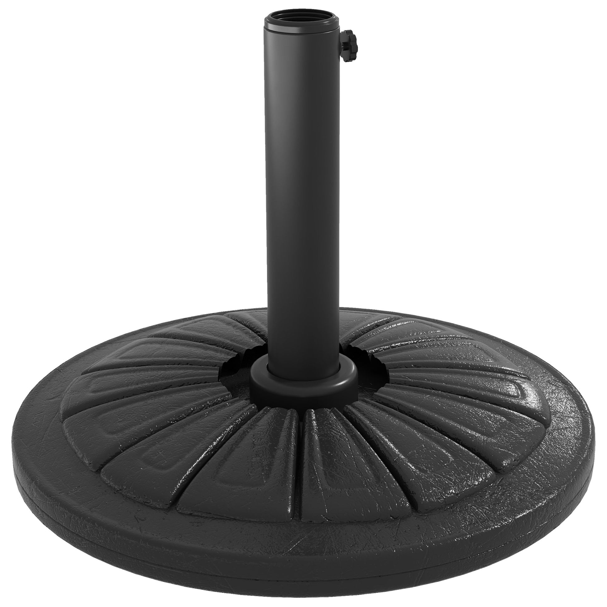 Outsunny Base de Sombrilla Redondo Soporte para Parasol de HDPE Rellenable de Cemento Peso 13 kg para Poste de Parasol de Ø38/48 mm Ø43x32 cm Negro