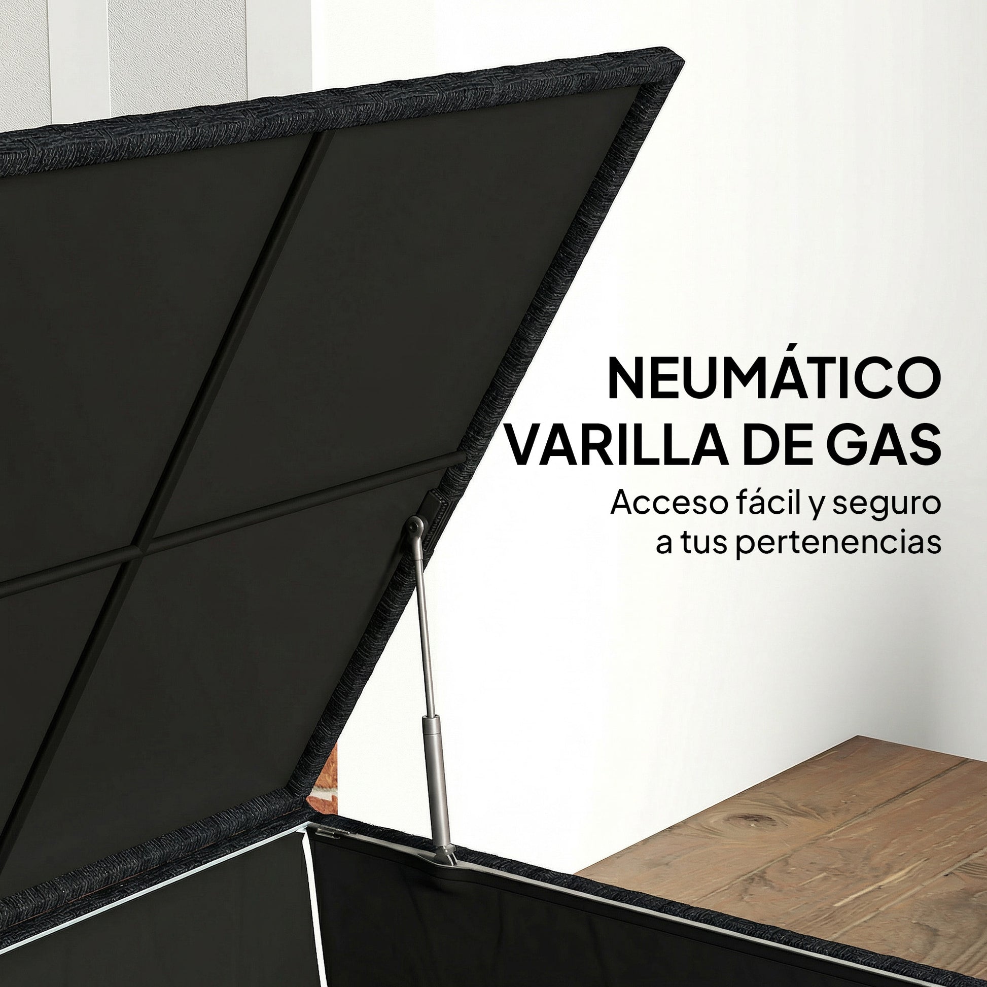 Outsunny Baúl de Almacenaje Exterior de Ratán Sintético de 253L, Arcón Exterior con Varilla Hidráulica, Forro con Cremallera y Marco de Acero, Carga 50 kg, para Jardín, Terraza, 72x72x70 cm, Negro