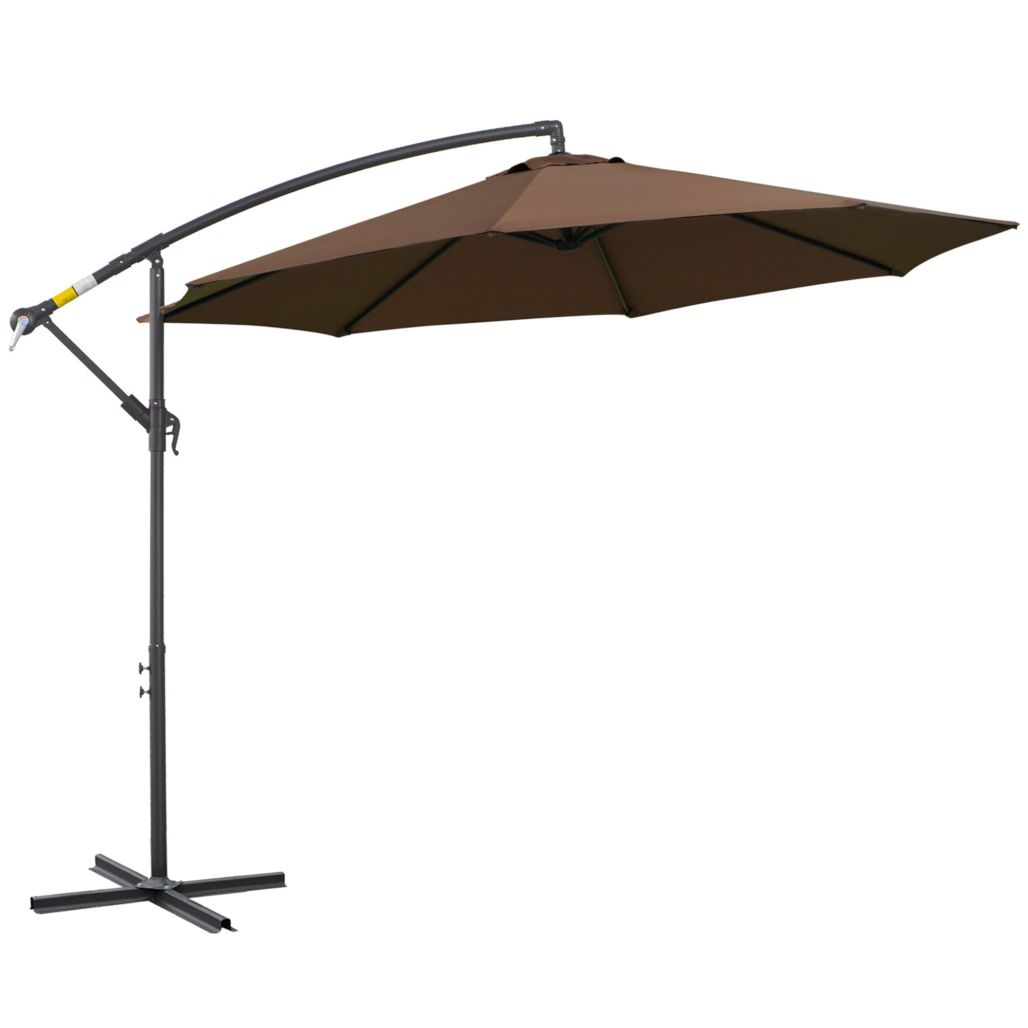 Outsunny Parasol Excéntrico Ø 295 cm Sombrilla de Jardín con Ángulo Ajustable Base Cruzada y Manivela Sombrilla para Terraza Patio Café