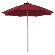 Outsunny Sombrilla Parasol con Poste Desmontable de Madera Ángulo Ajustable Ventilación Sistema de Polea para Exterior Jardín Patio Piscina Terraza Ø257x253 cm Rojo Vino
