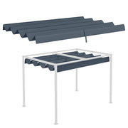 Outsunny Techo de Pérgola 3x2,5 m Techo de Repuesto Retráctil para Sombrilla Toldo de Tela para Cenador Jardín con 8 Orificios de Drenaje Gris Oscuro
