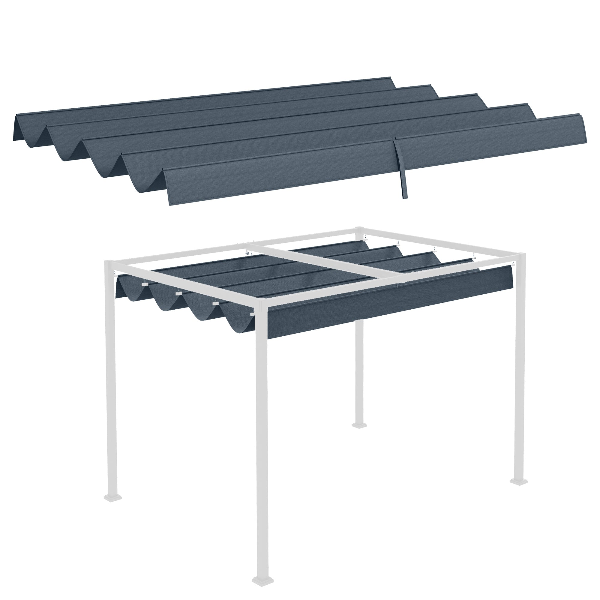 Outsunny Techo de Pérgola 3x2,5 m Techo de Repuesto Retráctil para Sombrilla Toldo de Tela para Cenador Jardín con 8 Orificios de Drenaje Gris Oscuro