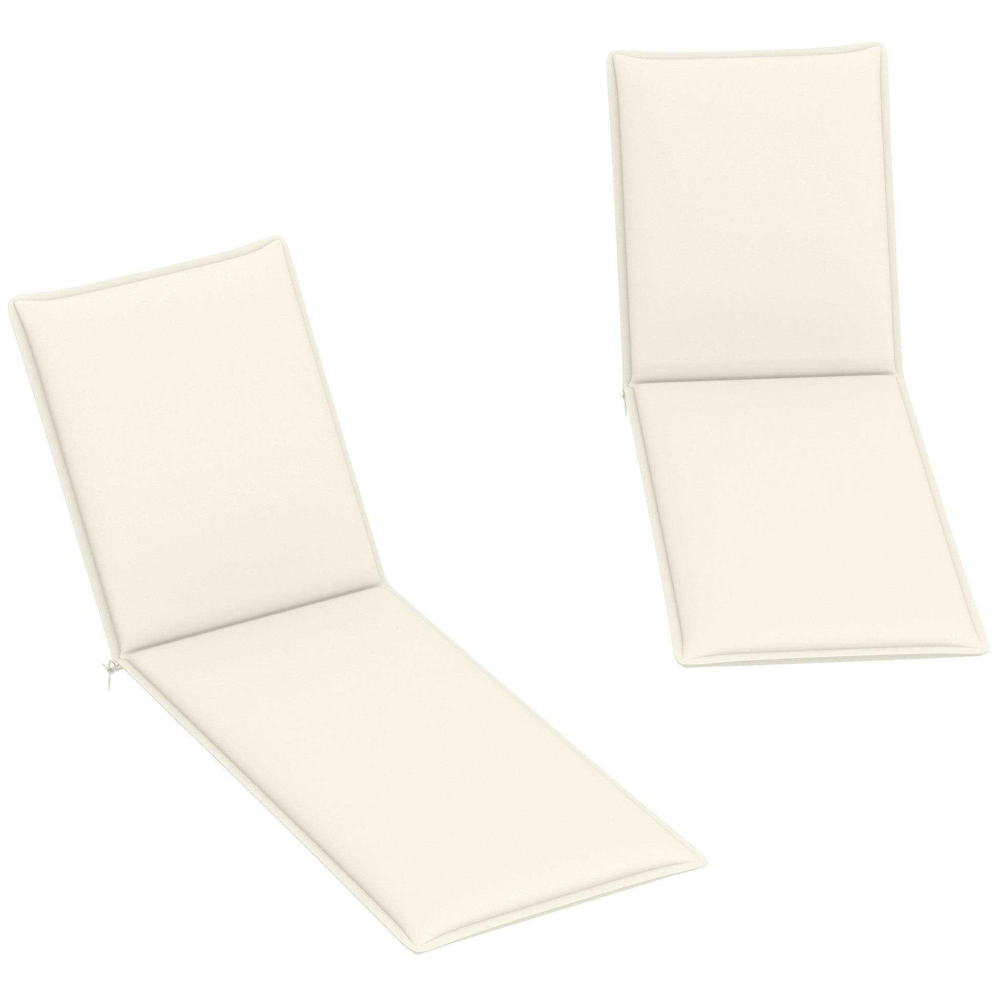 Outsunny Pack 2 Cojines para Tumbonas Plegables Colchonetas para Tumbonas de Jardín Exterior 193x58x6 cm con Correas de Sujeción Protección UV Resistente a Salpicaduras Crema