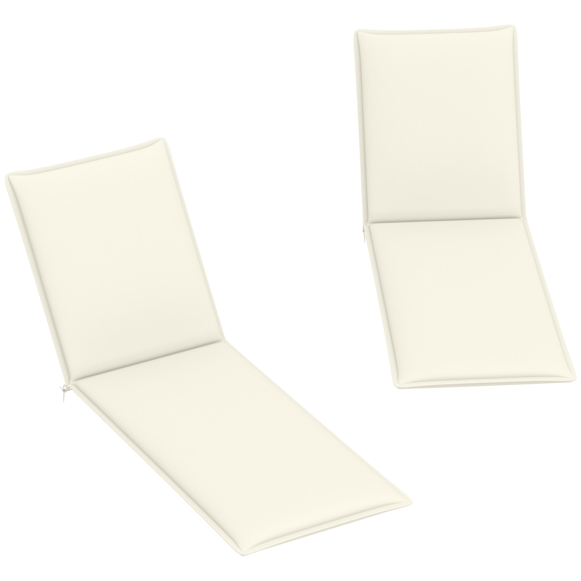 Outsunny Pack 2 Cojines para Tumbonas Plegables Colchonetas para Tumbonas de Jardín Exterior 193x58x6 cm con Correas de Sujeción Protección UV Resistente a Salpicaduras Crema