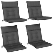 Outsunny Set de 4 Cojines para Sillas, Cojines para Jardín, Colchones de Banco con Respaldo, Correas, Impermeables y Antideslizantes, para Interior y Exterior 112x53x8 cm, Gris Oscuro