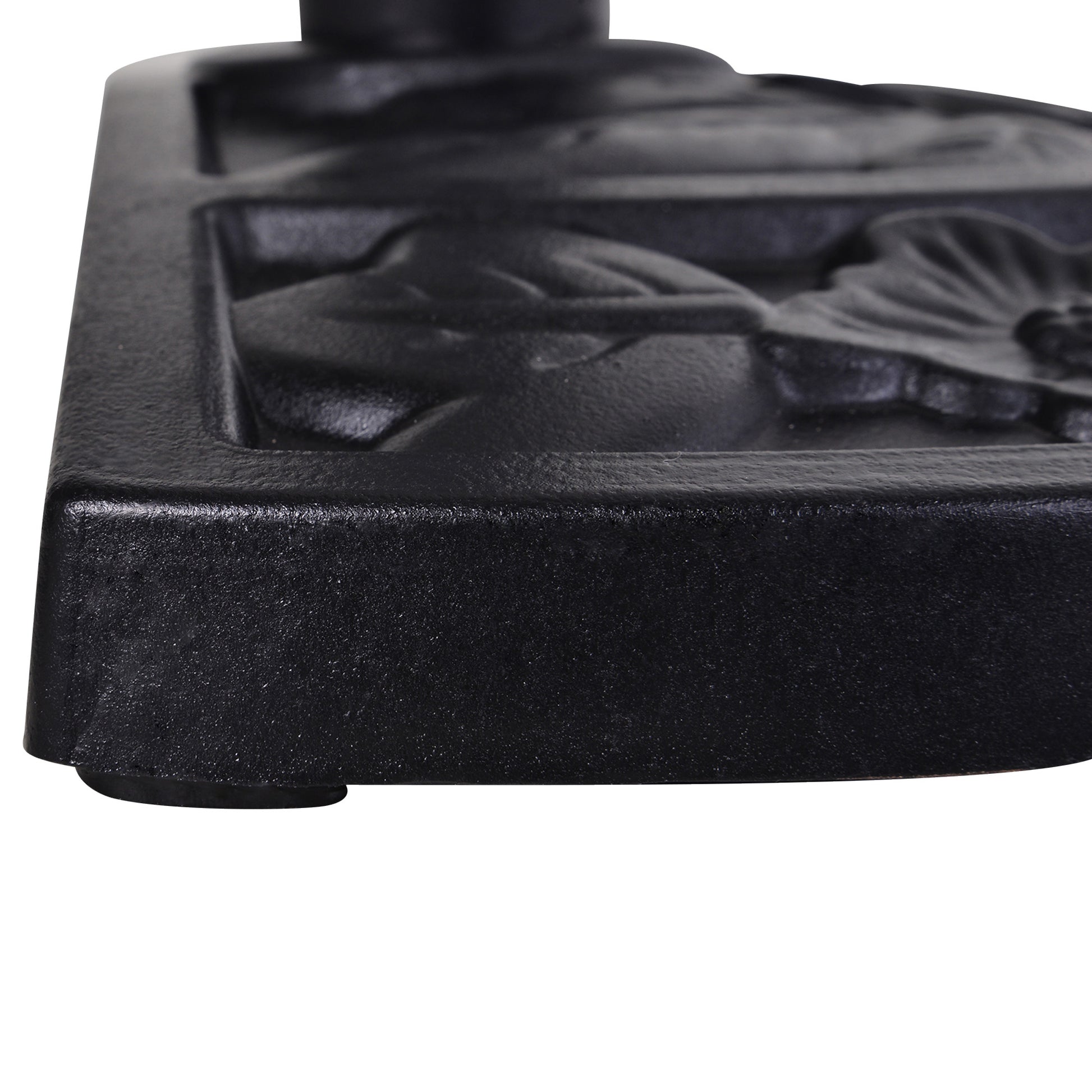 Outsunny Base de Sombrilla Semicírculo Peso 9 kg Soporte para Parasol de Resina para Poste de Paraguas de Ø3,8 cm y Ø4,8 cm para Terraza Patio Jardín Playa 50x31x32 cm Negro