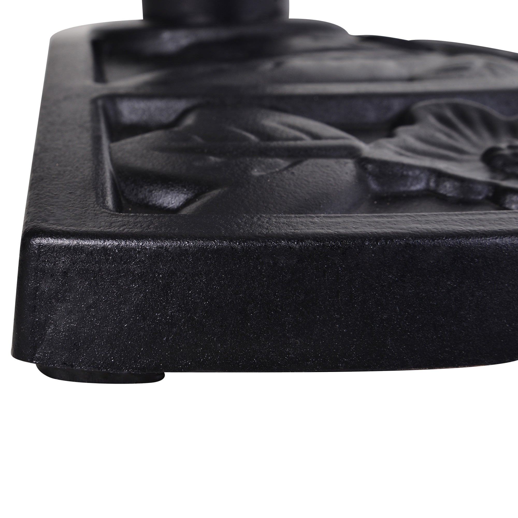 Outsunny Base de Sombrilla Semicírculo Peso 9 kg Soporte para Parasol de Resina para Poste de Paraguas de Ø3,8 cm y Ø4,8 cm para Terraza Patio Jardín Playa 50x31x32 cm Negro