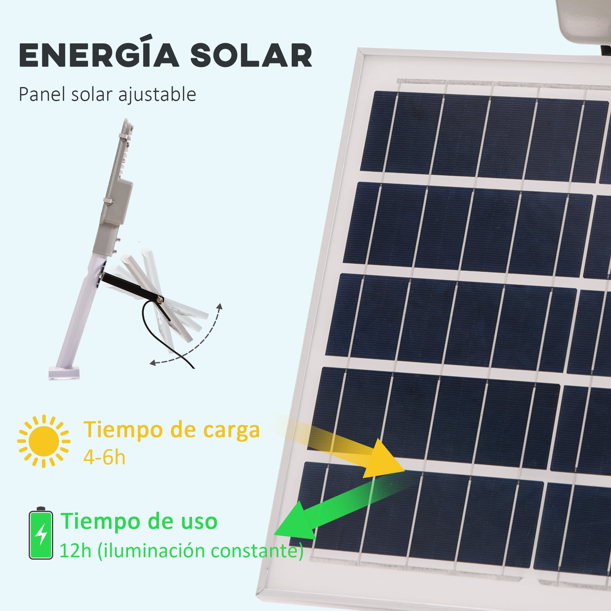 Outsunny Luz Solar Exterior Farola Solar de Pared con 78 LED IP65 Impermeable con Mando a Distancia Luz Ajustable y Temporizador para Jardín Patio Camino 70x36x22 cm Plata