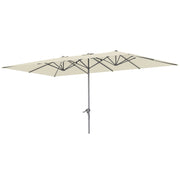 Outsunny Sombrilla Doble 4,5x2,6 m Sombrilla Terraza Exterior con Manivela Poste de Aluminio Impermeable y Protección UV50+ Parasol Grande para Terraza Playa Piscina Crema