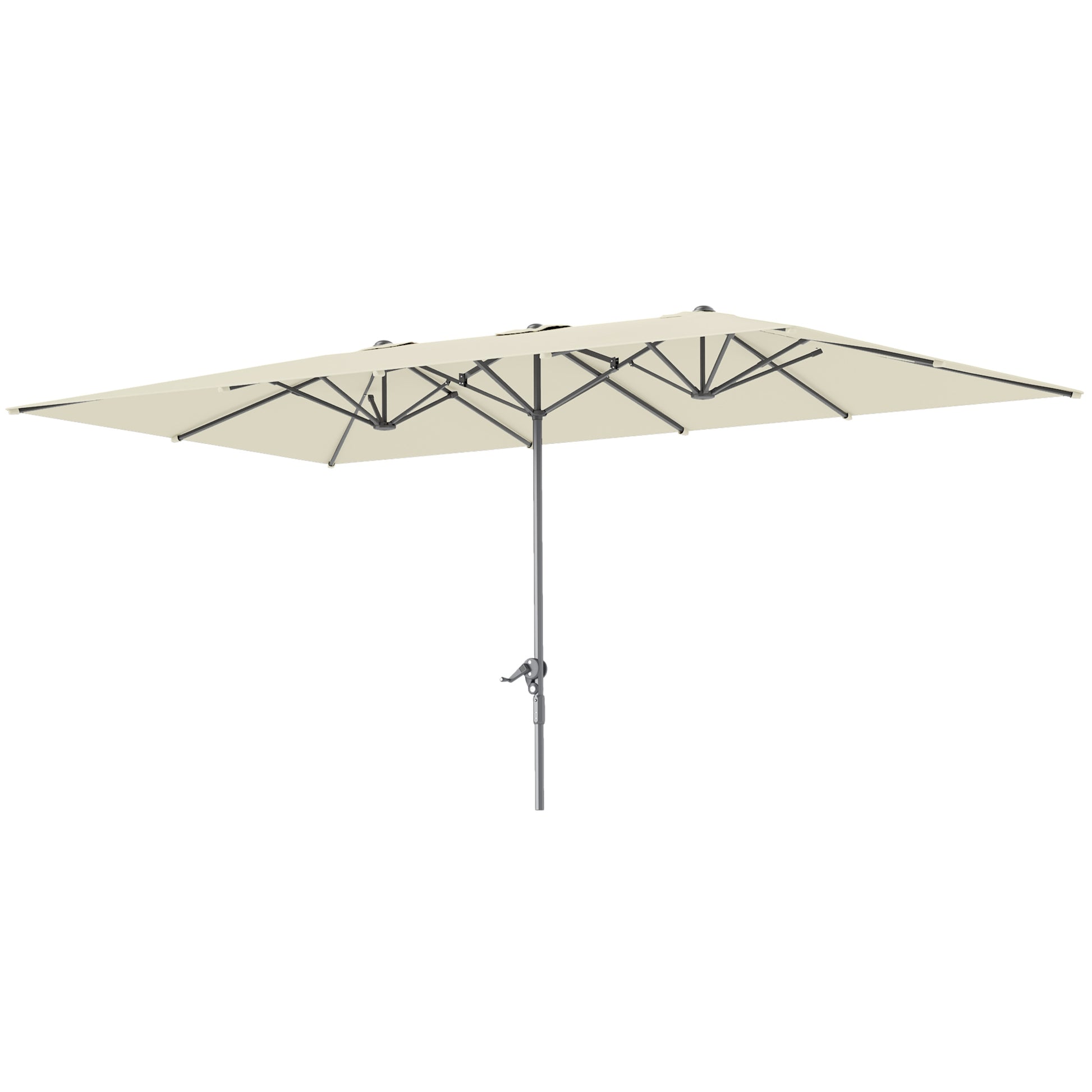 Outsunny Sombrilla Doble 4,5x2,6 m Sombrilla Terraza Exterior con Manivela Poste de Aluminio Impermeable y Protección UV50+ Parasol Grande para Terraza Playa Piscina Crema