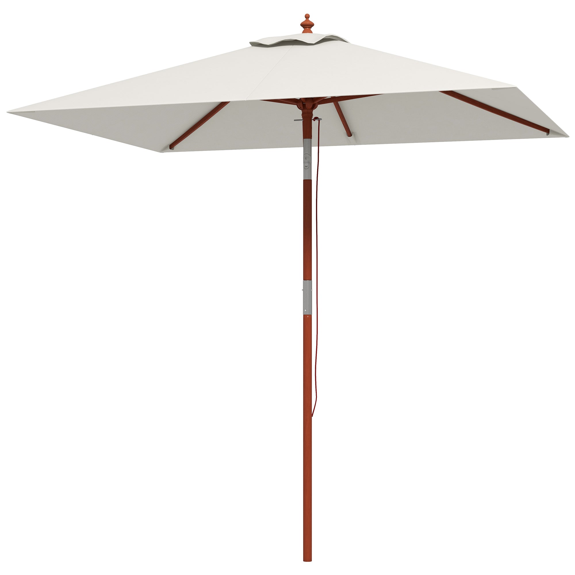 Outsunny Sombrilla Terraza Exterior 200x150 cm Sombrilla de Jardín Rectangular con Ángulo Ajustable Mástil de Madera y Manivela Parasol para Patio Terraza Beige