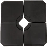 Outsunny Set de 4 Piezas Soporte de Parasol Base para Sombrilla Terreza o Jardín Rellenable de 80 kg de Agua o 120 kg de Arena Estable 100x100x9,5 cm Negro