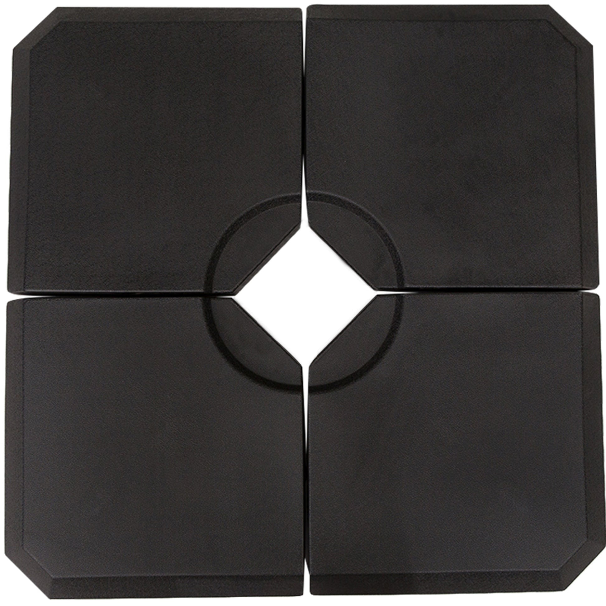 Outsunny Set de 4 Piezas Soporte de Parasol Base para Sombrilla Terreza o Jardín Rellenable de 80 kg de Agua o 120 kg de Arena Estable 100x100x9,5 cm Negro