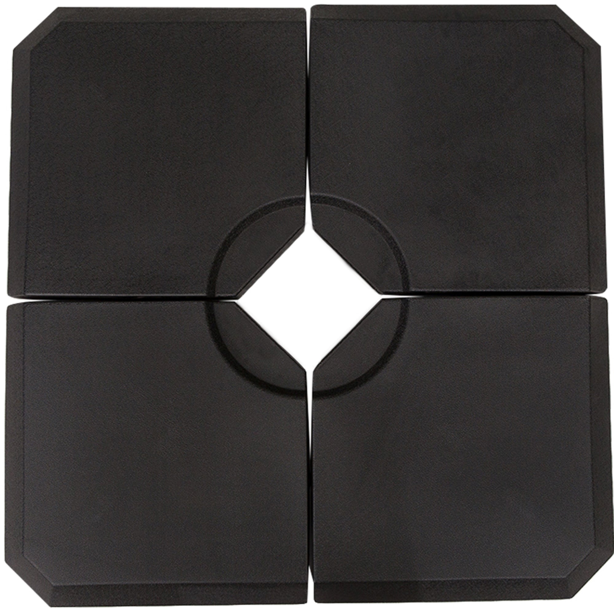 Outsunny Set de 4 Piezas Soporte de Parasol Base para Sombrilla Terreza o Jardín Rellenable de 80 kg de Agua o 120 kg de Arena Estable 100x100x9,5 cm Negro