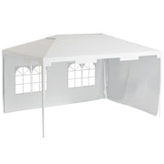 Outsunny Carpa de Jardín 4x3 m Cenador Desmontable Exterior Gazebo con 2 Paneles Laterales 2 Ventanas y Marco de Acero Anti-UV Impermeable para Terraza Patio Blanco
