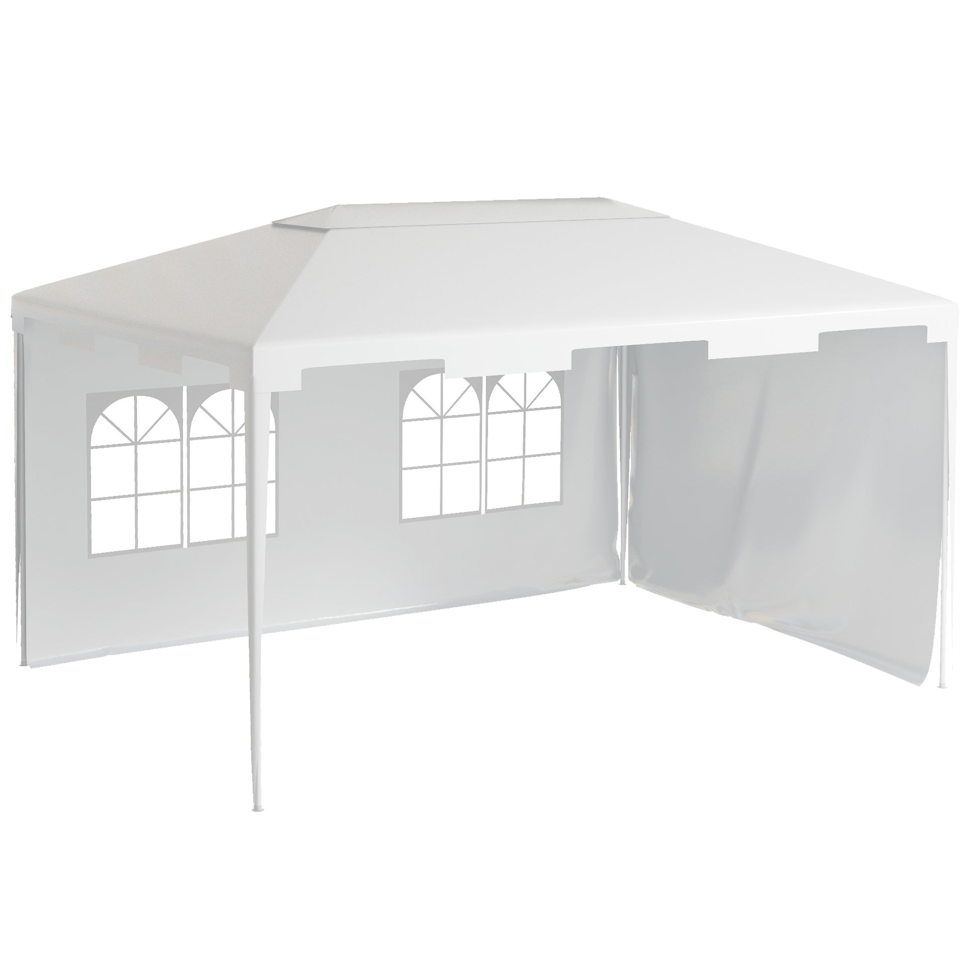 Outsunny Carpa de Jardín 4x3 m Cenador Desmontable Exterior Gazebo con 2 Paneles Laterales 2 Ventanas y Marco de Acero Anti-UV Impermeable para Terraza Patio Blanco