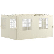 Outsunny 4 Paredes Laterales para Cenador 3x4 m Laterales de Carpa con Ganchos 8 Ventanas Protección UV Reemplazo Lateral para Carpa de Jardín Exterior Fiesta Crema