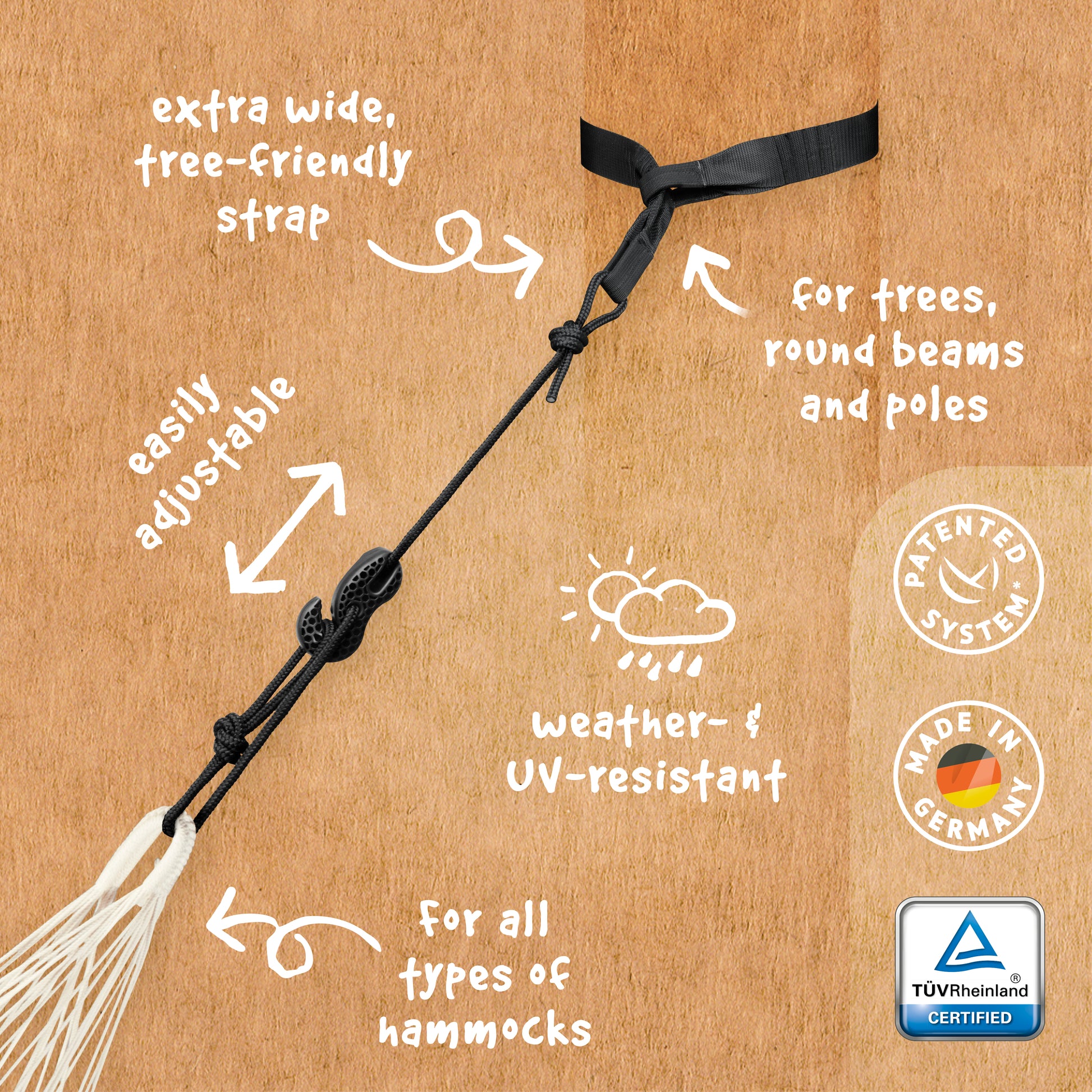 TreeMount Black - Sujeción para hamacas en árboles y postes