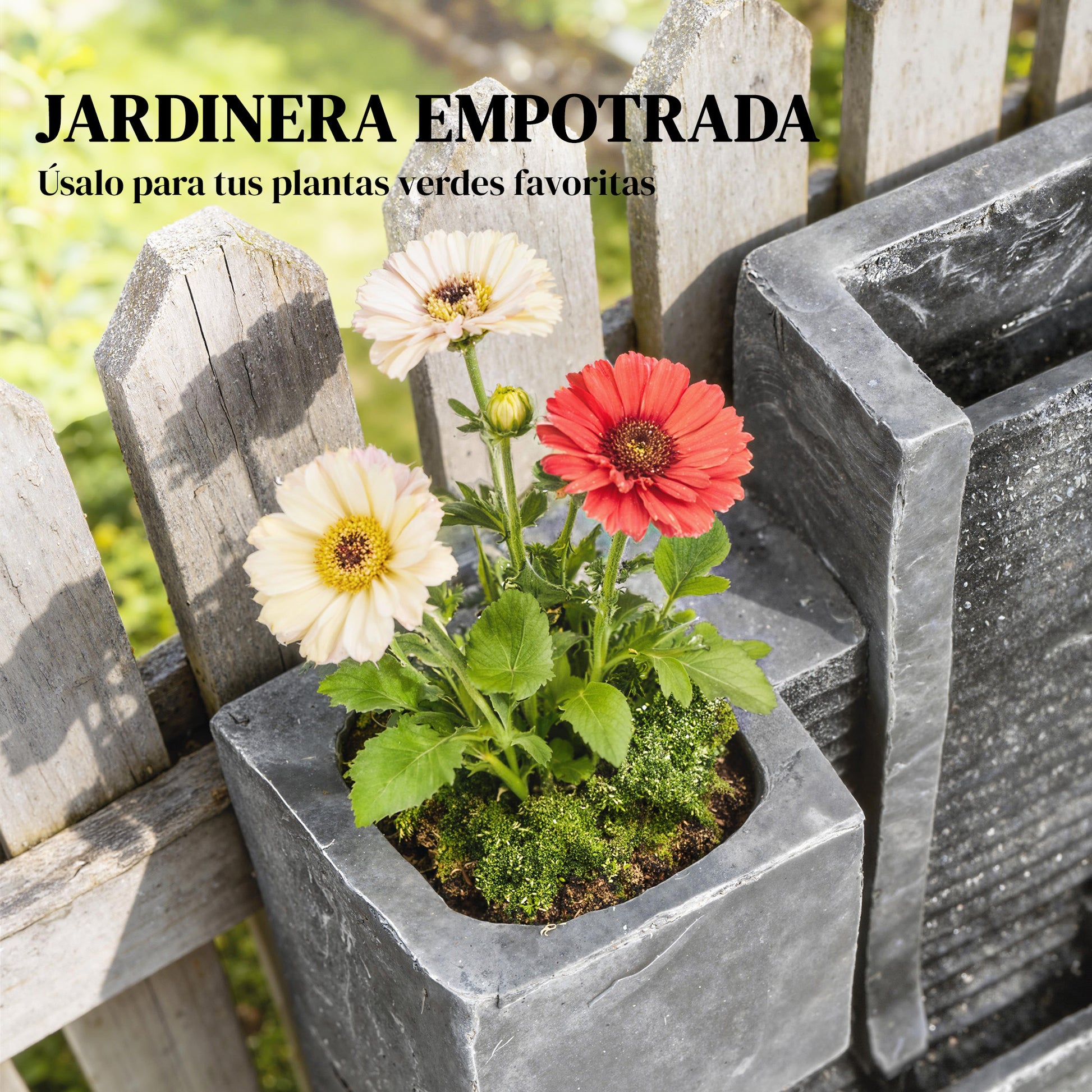 Outsunny Fuente de Agua Decorativa con Iluminación LED y Maceta, Fuente de Jardín Exteror en Cascada de 3 Niveles, con Bomba, Resistente a la intemperie, para Jardín, Patio, 38x19x101 cm, Gris Oscuro