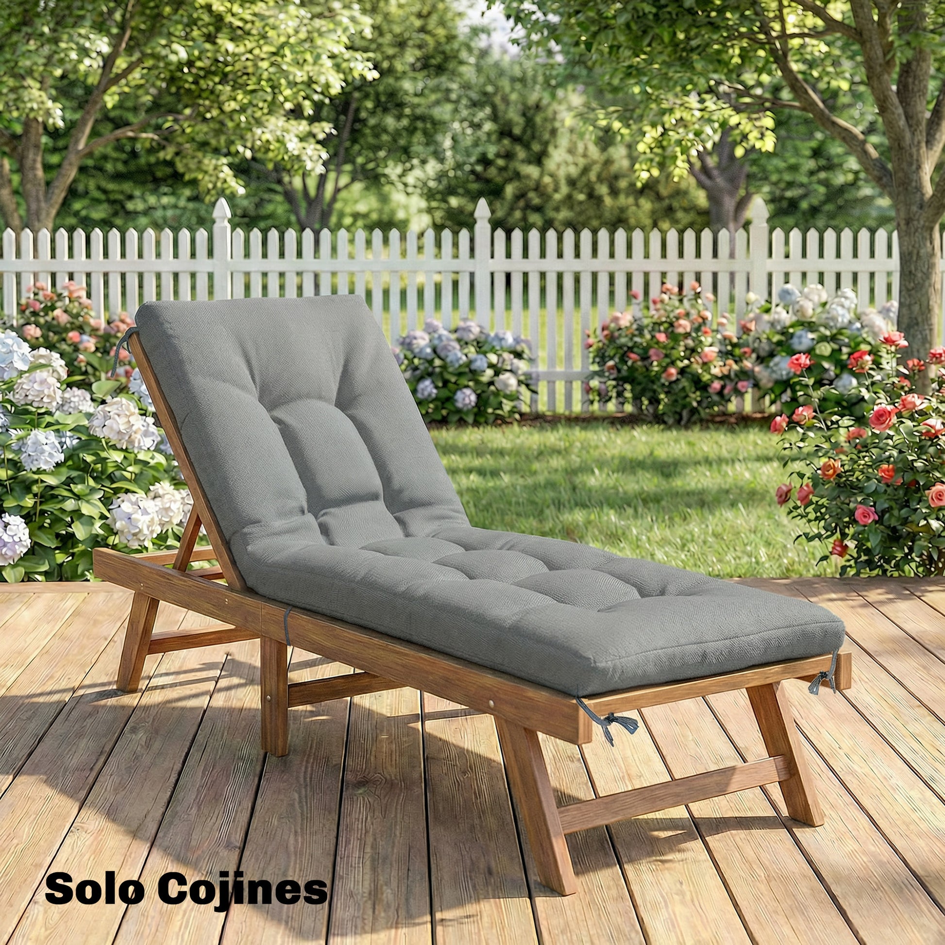 Outsunny Cojín para Banco Exterior, Cojín para Banco y Tumbona de Jardín con Correas de Sujeción, Protección UV50+, Rebote Lento, para Interior y Exterior, 198x65x13 cm, Gris Claro