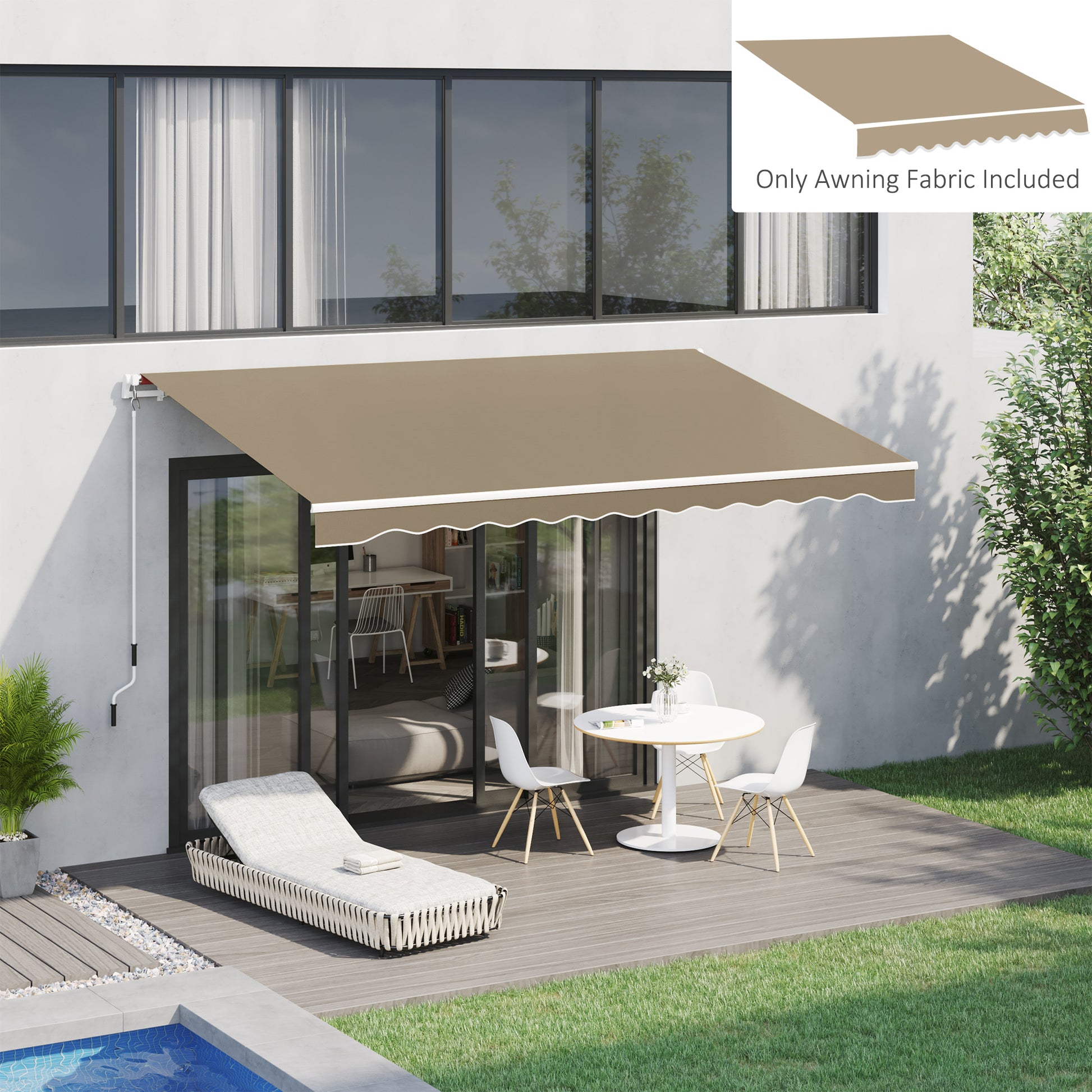 Outsunny Techo de Repuesto para Toldo, 382x240 cm, Lona para Toldo con Dobladillo, Protección UV, Impermeable, Tela de Repuesto para Patio, Terraza, Jardín, Balcón, Beige