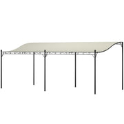 Outsunny Pérgola de Pared 6x3 m Cenador Gazebo con Techo de Poliéster Impermeable y Estructura Metálica Pabellón para Patio Terraza Balcón Crema
