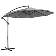 Outsunny Parasol Excéntrico Ø 295 cm Sombrilla de Jardín con Ángulo Ajustable Base Cruzada y Manivela Sombrilla para Terraza Patio Gris