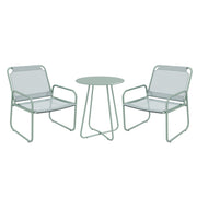 Outsunny Conjunto de Jardín Exterior Muebles de Jardín Exterior Juego de 1 Mesa Redonda y 2 Sillas de Terraza con Marco de Acero Reposabrazos y Almohadillas Ajustables para los Pies Verde