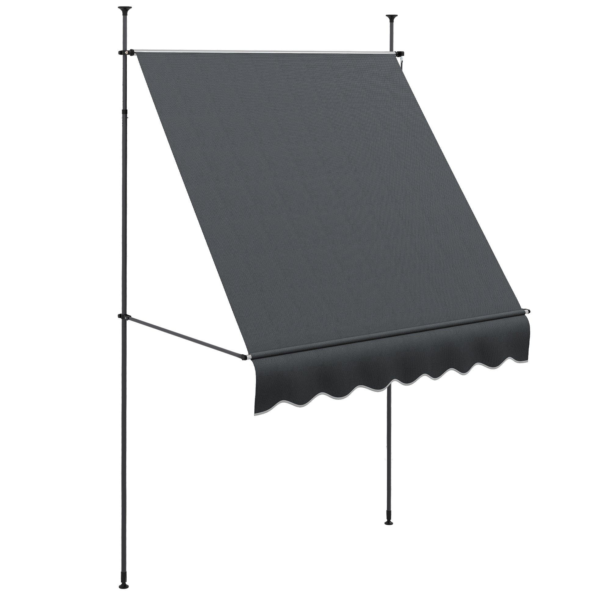 Outsunny Toldo Manual Retráctil 2x1,2 m Toldo Exterior Terraza Enrollable Altura Ajustable con Manivela 210-300 cm Sin Taladro Protección UV30+ para Balcón Jardín Gris Oscuro
