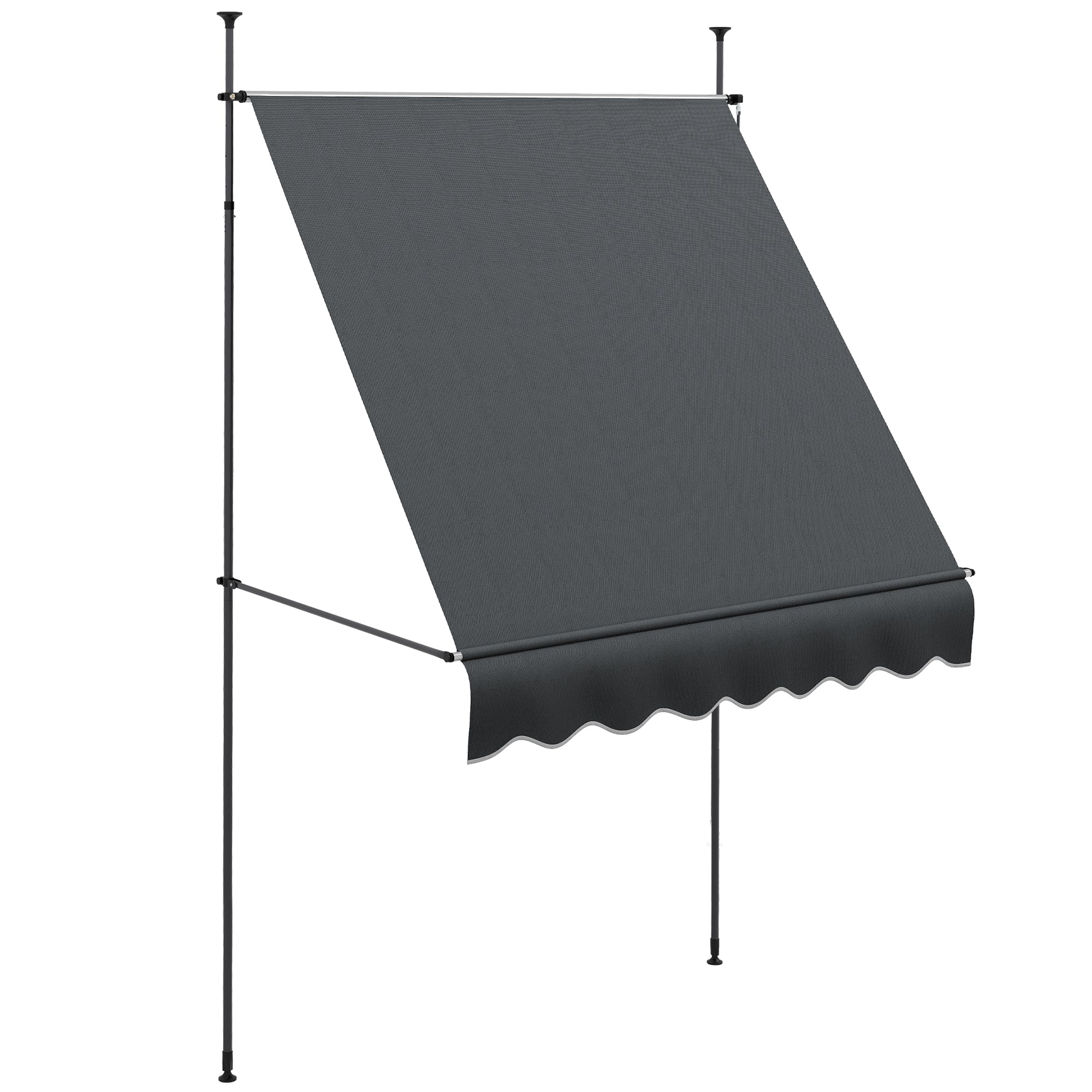 Outsunny Toldo Manual Retráctil 2x1,2 m Toldo Exterior Terraza Enrollable Altura Ajustable con Manivela 210-300 cm Sin Taladro Protección UV30+ para Balcón Jardín Gris Oscuro
