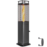 Outsunny Estufa de Pellets, 6.86 KW, sin Electricidad, Estufa Exterior con Tubo de Vidrio, Base Antideslizante y Rejilla Metálica, Calefactor de Pellets sin Humo para Jardín, Terraza, Exterior, Negro