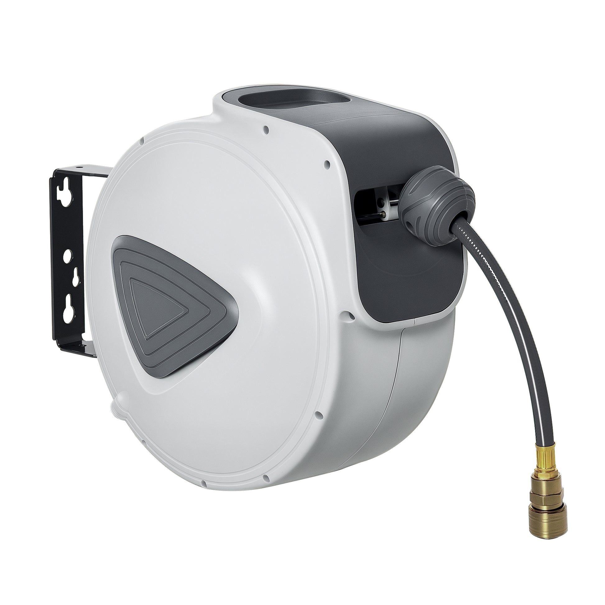 DURHAND Carrete de Manguera de Aire Comprimido Automático de 20 m Conector de 1/4'' BSP con Soporte para Pared Giratorio 180° Diámetro Interno 3/8'' (9,5x15 mm) Gris