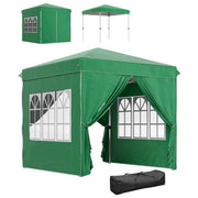 Outsunny Carpa Plegable Pop-up Gazebo 2,5x2,5 m Cenador Plegable con 4 Paredes Laterales Anti-UV y Bolsa de Transporte para Camping Fiestas Verde Oscuro