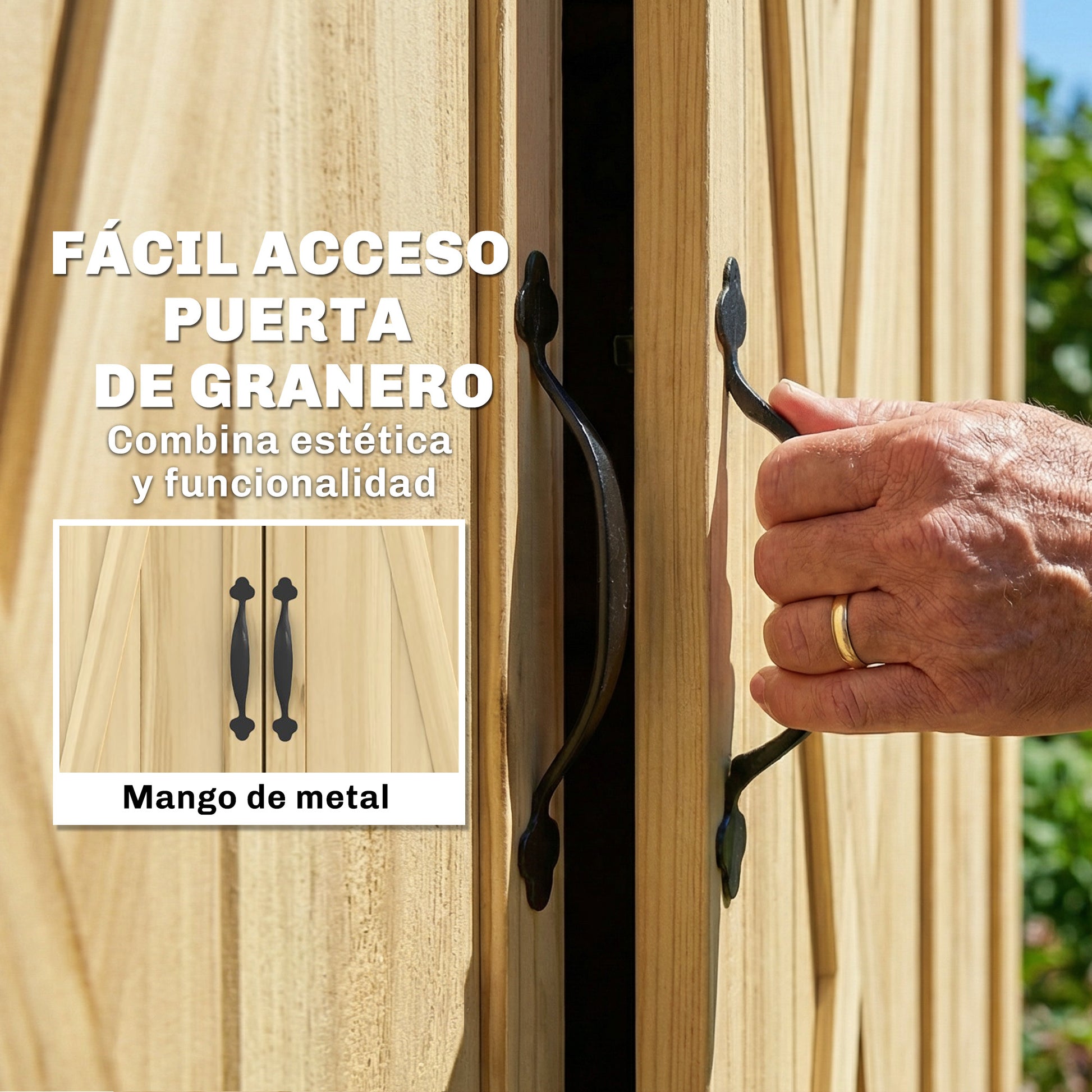 Outsunny Caseta de Jardín de Madera 93x53x168 cm, Cobertizo Jardín Exterior, Armario Exterior para Herramientas con Puertas Bloqueables, 4 Estantes, Techo Asfáltico Inclinado y Ganchos, Madera Natural