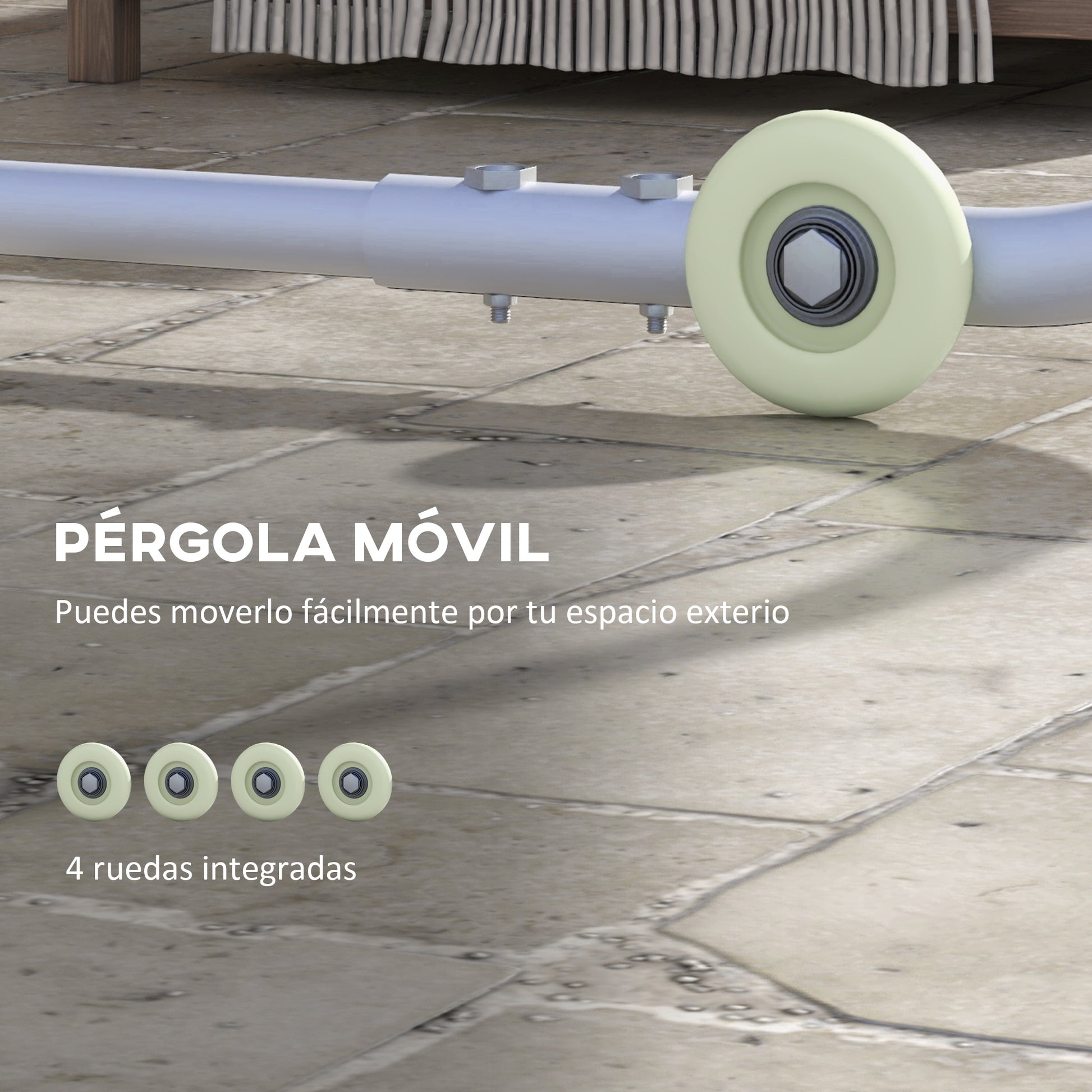 Outsunny Pérgola 3x3 m Cenador de Jardín con Ruedas Protección UV 30+ Impermeable Sacos de Arena y Marco de Acero para Patio Terraza Balcón Gris Oscuro