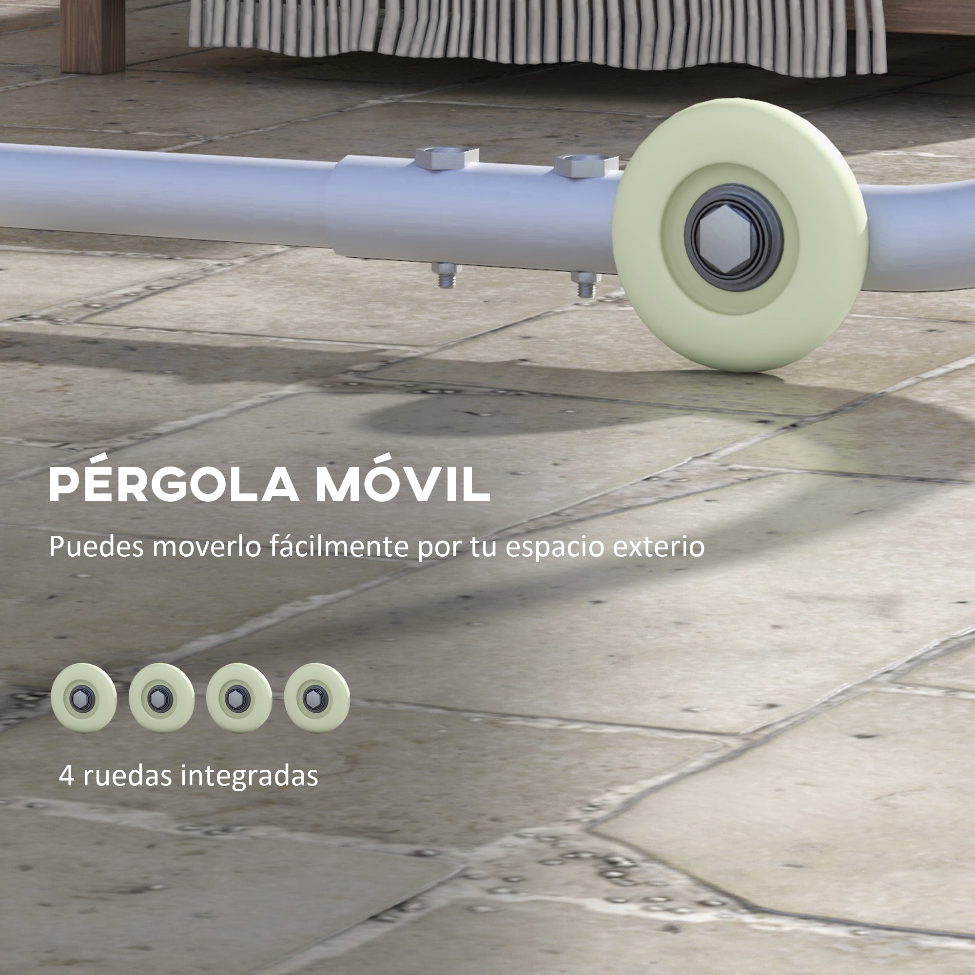 Outsunny Pérgola 3x3 m Cenador de Jardín con Ruedas Protección UV 30+ Impermeable Sacos de Arena y Marco de Acero para Patio Terraza Balcón Gris Oscuro