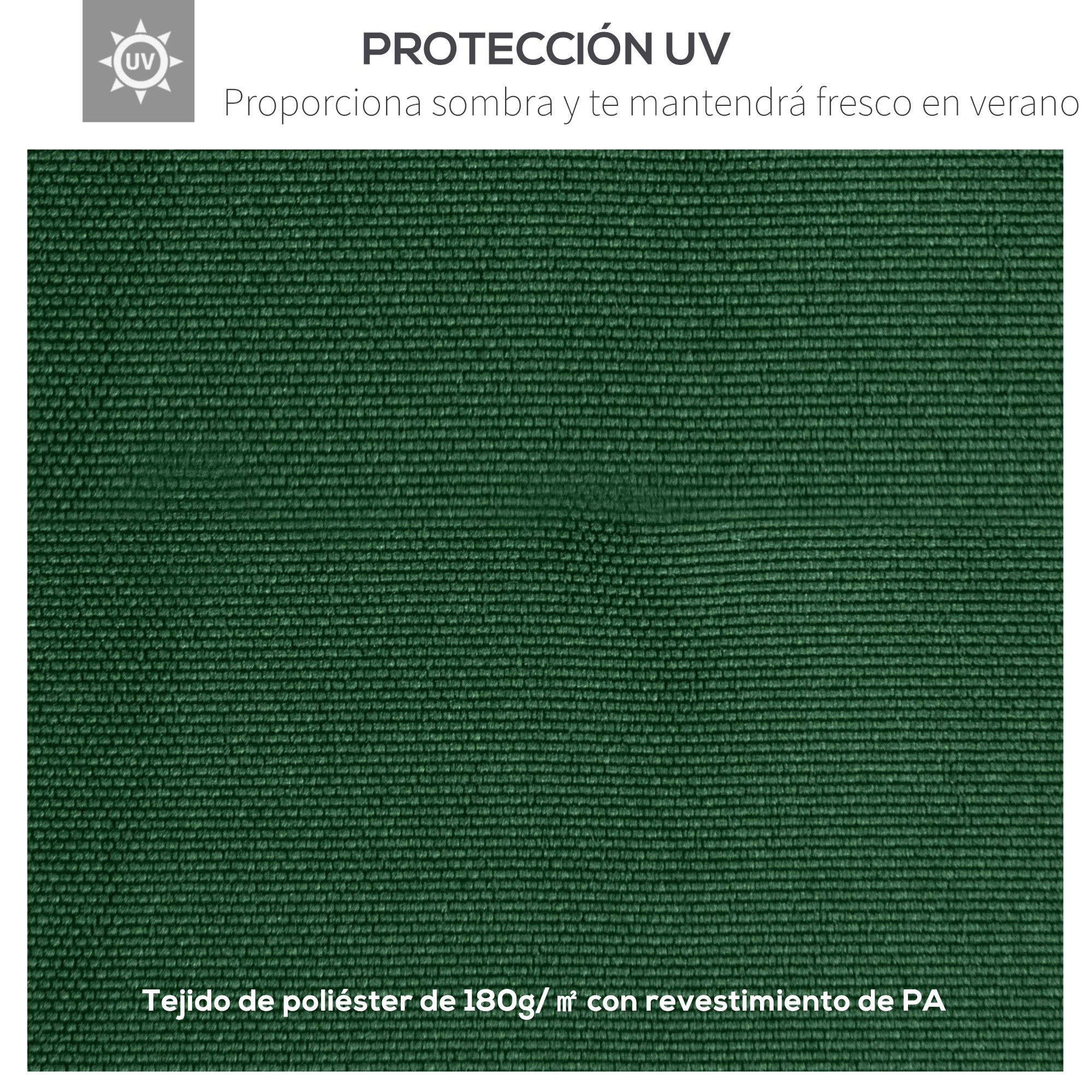Outsunny Techo de Repuesto 300x300 cm para Cenador de Jardín Cubierta de Repuesto de Gazebo Pabellón Exterior con 8 Orificios de Drenaje y Ventilación Verde
