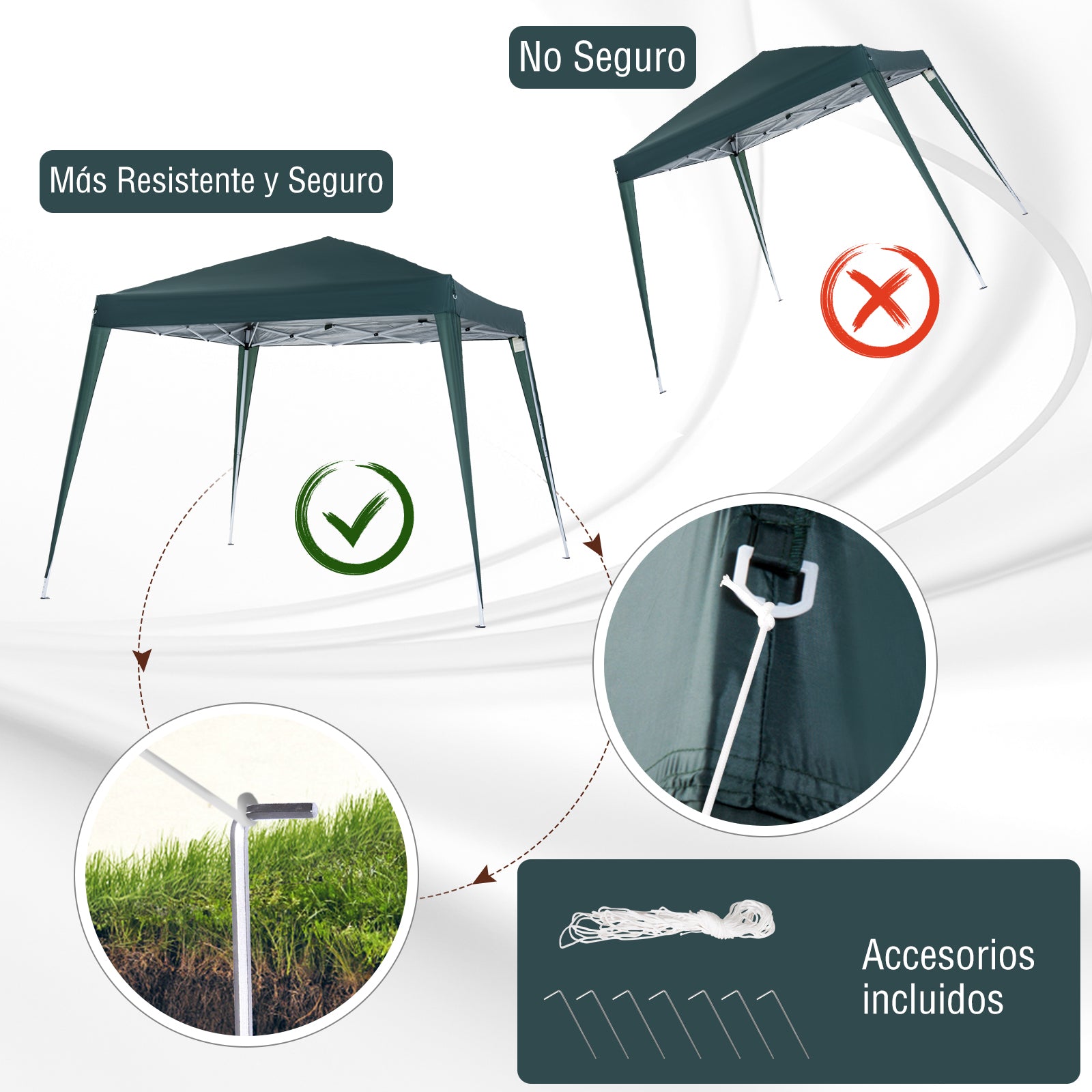 Outsunny Carpa Plegable 3x3 m, Pop-up, Cenador Pabellón de Jardín, Altura Ajustable con Bolsa de Transporte, Anti-UV, Impermeable, Gazebo para Camping, Fiestas, Exterior, Verde