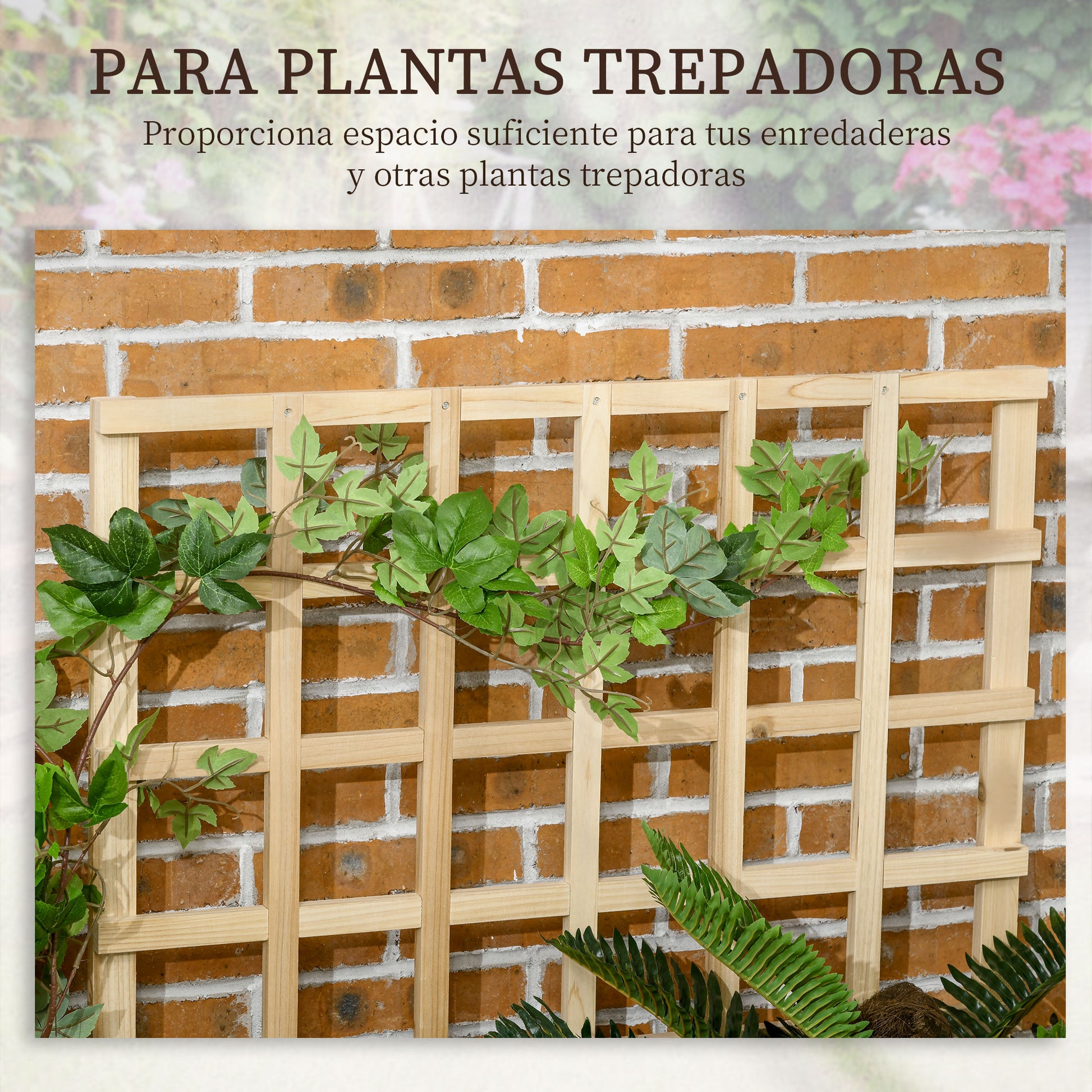 Outsunny Huerto Urbano de 3 Niveles con Enrejado Escalera de Jardinera de Madera con Tela no Tejida para Cultivos Verduras Flores Hierbas 95x95x110 cm Natural