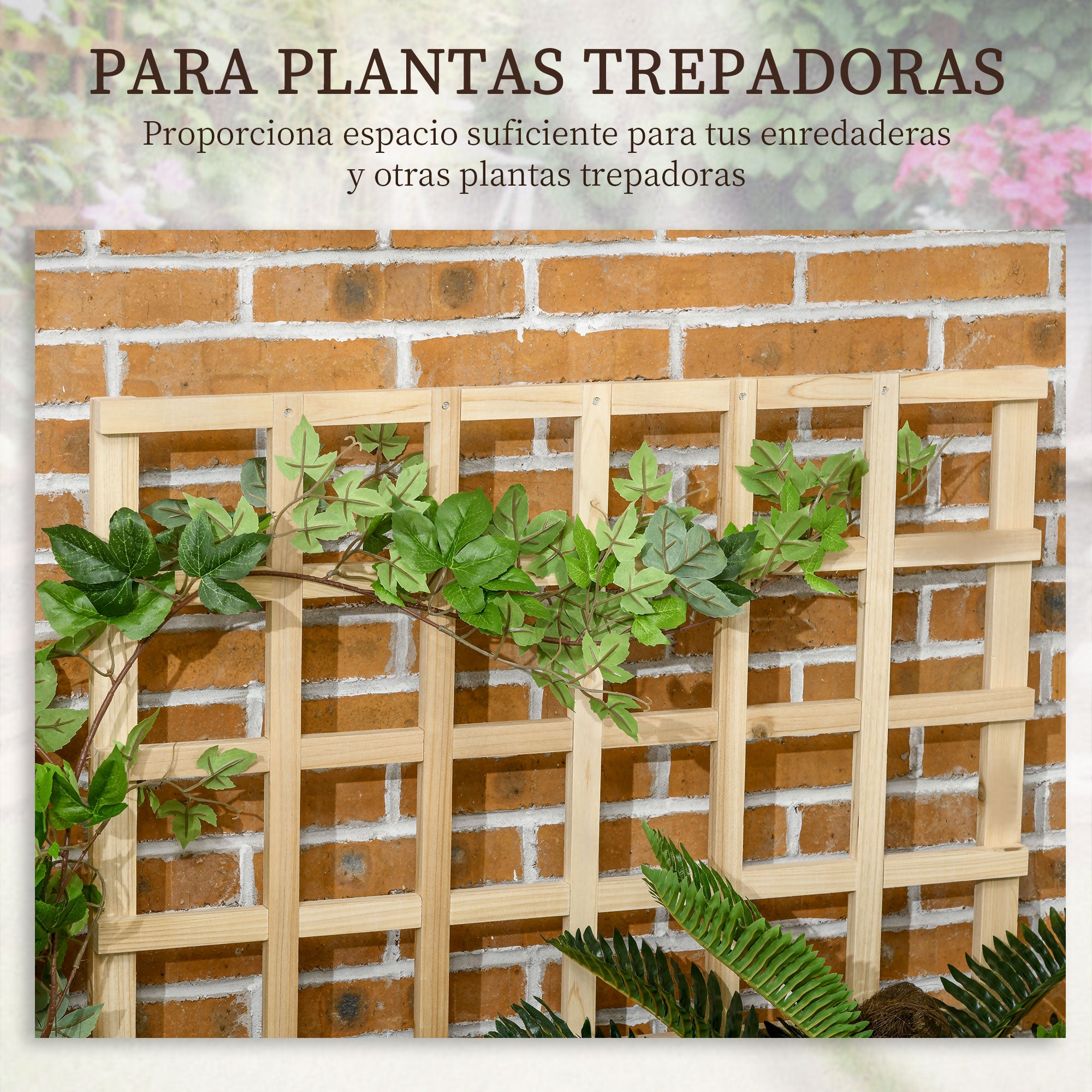 Outsunny Huerto Urbano de 3 Niveles con Enrejado Escalera de Jardinera de Madera con Tela no Tejida para Cultivos Verduras Flores Hierbas 95x95x110 cm Natural
