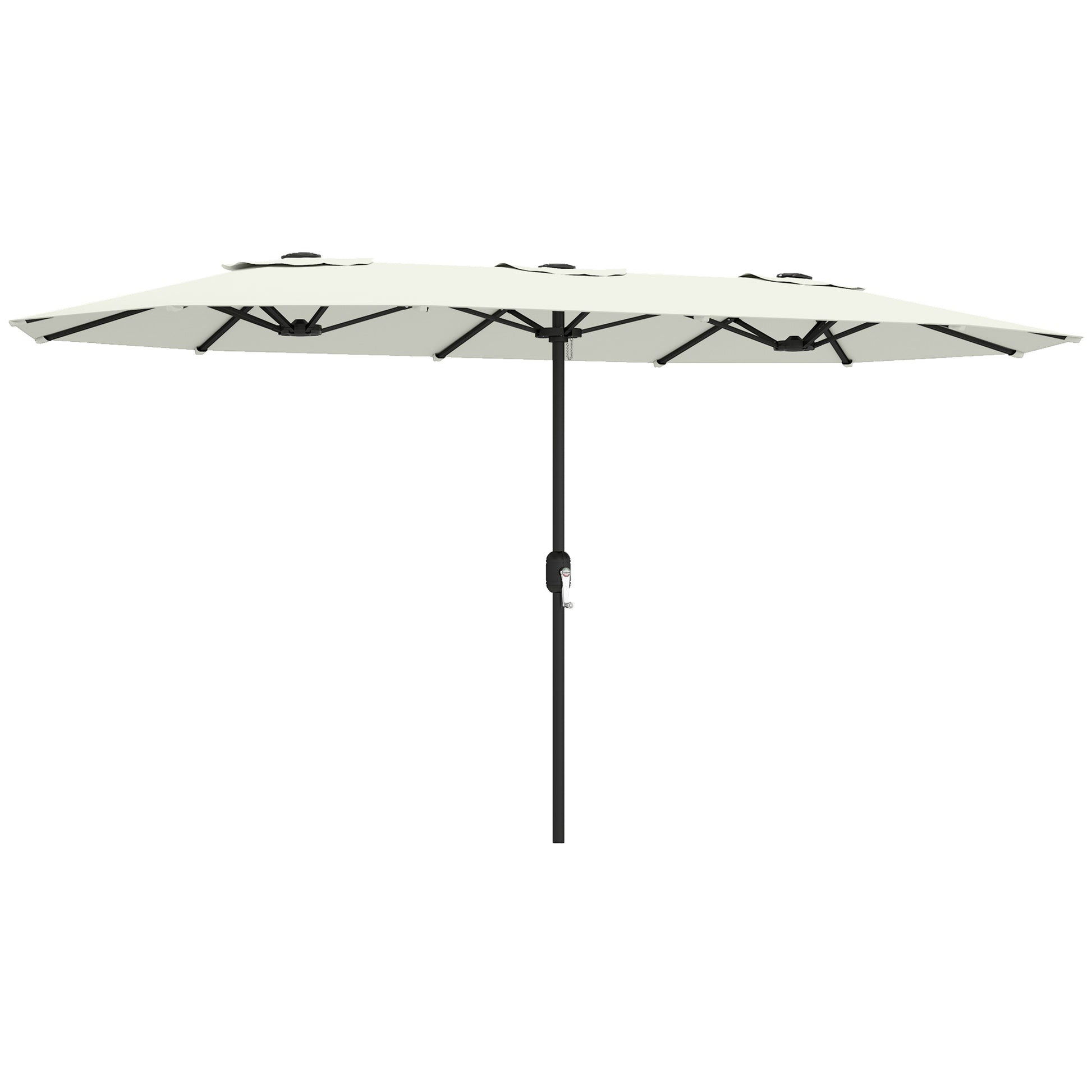 Outsunny Sombrilla Doble 4,6x2,6 m, Sombrilla Terraza Exterior con Manivela Manual, Protección UV50+, Funda Protectora, Resistente al Agua, Parasol para Jardín, Terraza, Patio, Blanco Crema
