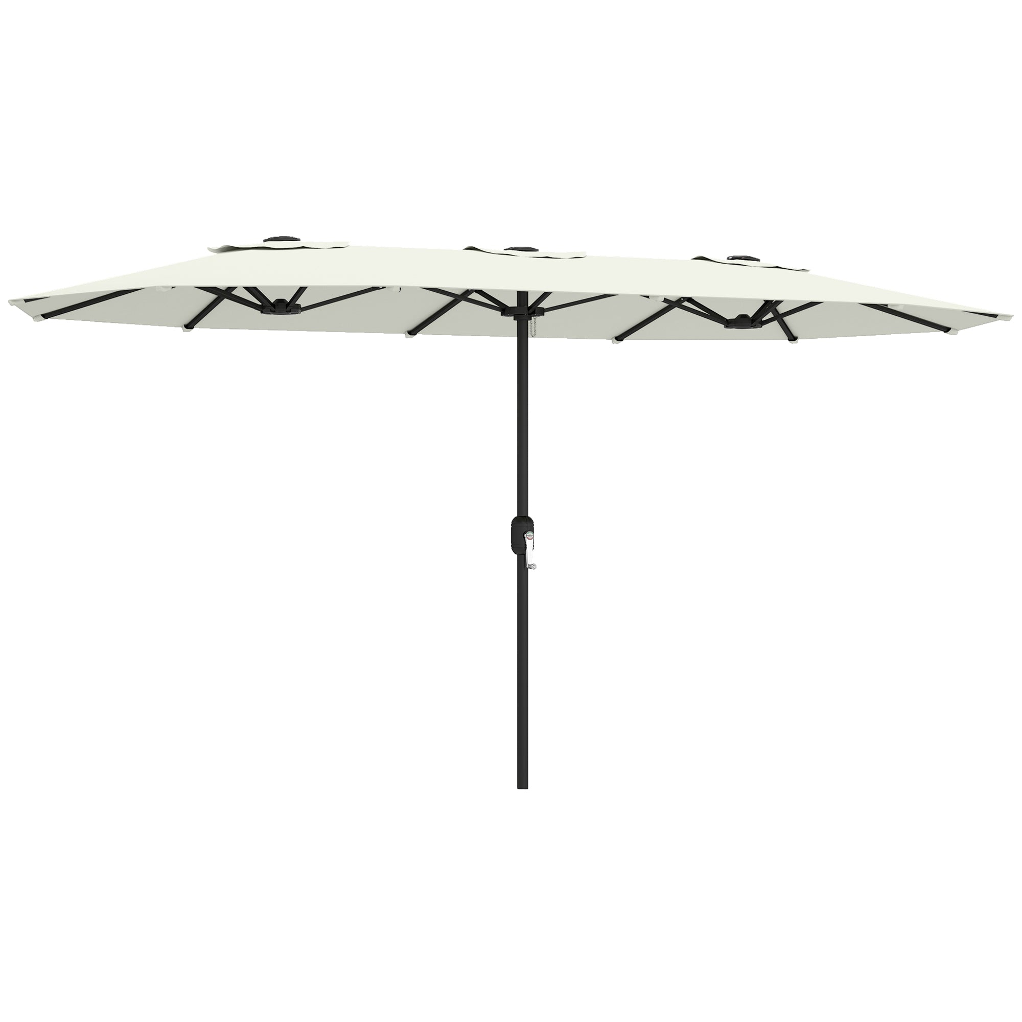 Outsunny Sombrilla Doble 4,6x2,6 m, Sombrilla Terraza Exterior con Manivela Manual, Protección UV50+, Funda Protectora, Resistente al Agua, Parasol para Jardín, Terraza, Patio, Blanco Crema