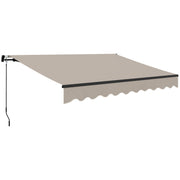 Outsunny Toldo Manual Retráctil 360x220 cm Toldo para Balcón con Manivela de Aluminio 3 Brazos y Protección UV30+ Toldo Enrollable de Exterior para Jardín Terraza Ventanas Crema