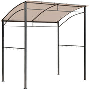Outsunny Pérgola de Jardín Gazebo para Barbacoa con 10 Ganchos Colgador Techo Curvo Protección BBQ Fiestas al Aire Libre 215x150x220 cm Ocre
