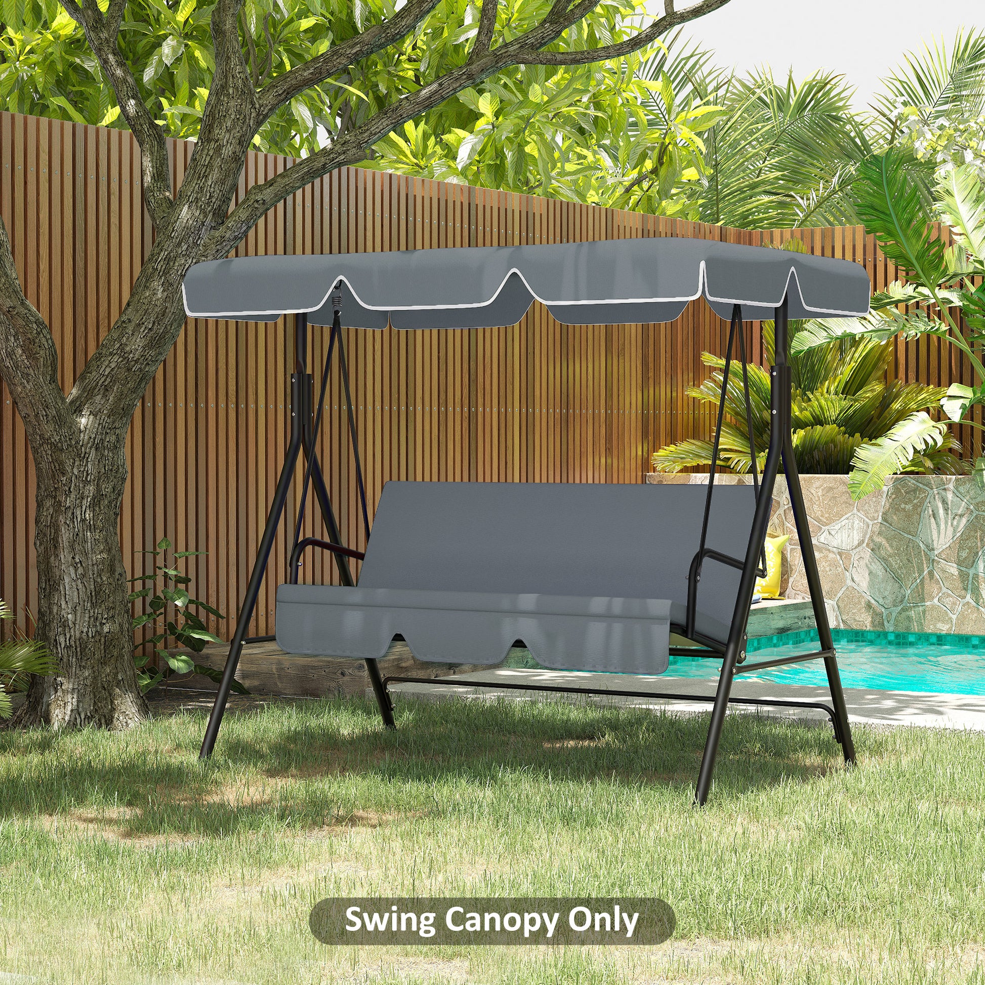 Outsunny Toldo de Repuesto para Columpio de 2/3 Plazas Toldo Recambio para Balancín Cubierta de Reemplazo Protección UV50+ para Jardín Terraza Patio 192x144 cm Gris Oscuro