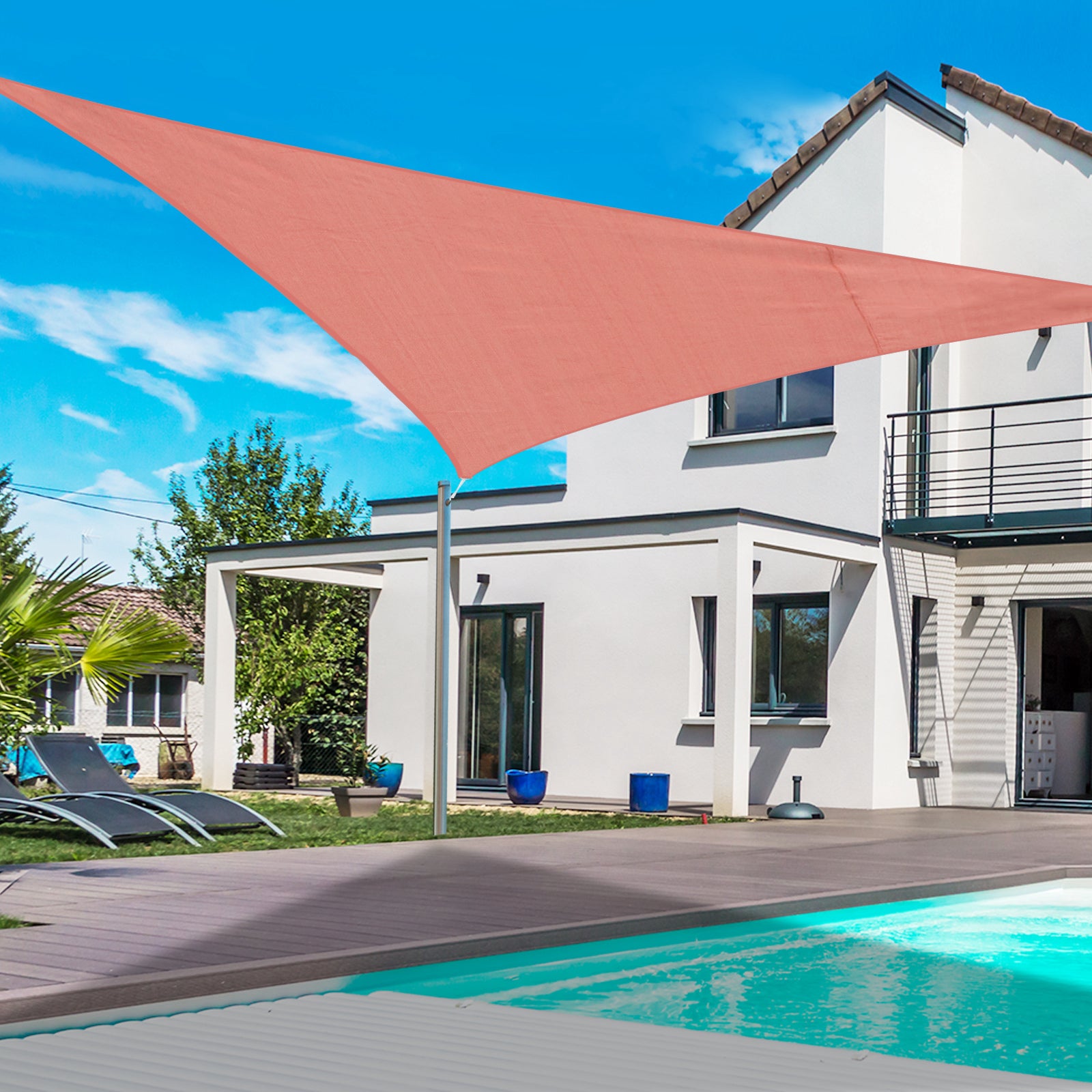 Outsunny - Toldo vela triangulo (varios tamaños y colores), tamaño 3x3x3m, color rojo