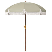 Outsunny Sombrilla de Playa Grande con Flecos Ø190 cm Sombrilla de Terraza Exterior con Protección UV40+ Antiviento Impermeable Mástil de Ø32 mm y Bolsa de Transporte Verde Oliva Claro